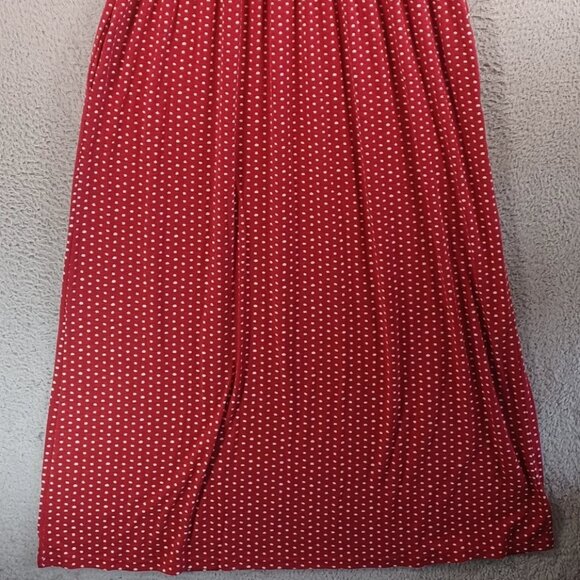 Womens Red Dress Plus Size 2X Short Sleeve Round Neck Polka Dot - Picture 2 of 2